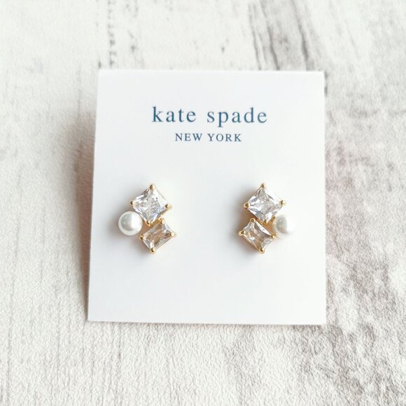 Kate Spade Gold Clear Cluster Stud Earrings - Victoria - Picture 1 of 4
